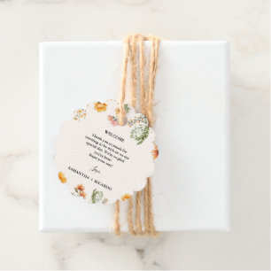 Elegante Wildblume Meadow Ivory Wedding Willkommen Geschenkanhänger
