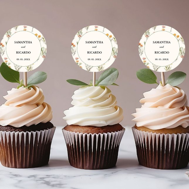 Elegante Wildblume Meadow Ivory Wedding Willkommen Runder Aufkleber (Von Creator hochgeladen)