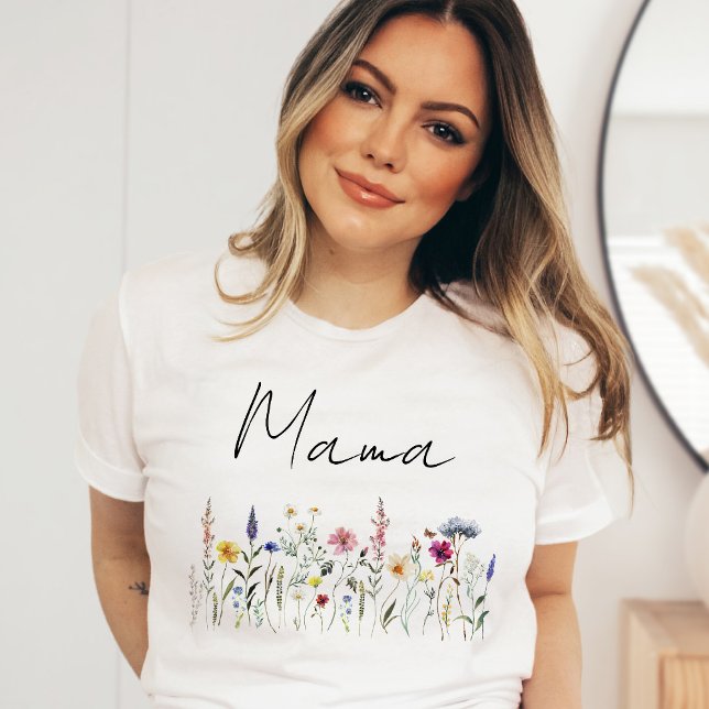 Elegante Wildblume Meadow Mama Baby Shower T-Shirt (Von Creator hochgeladen)
