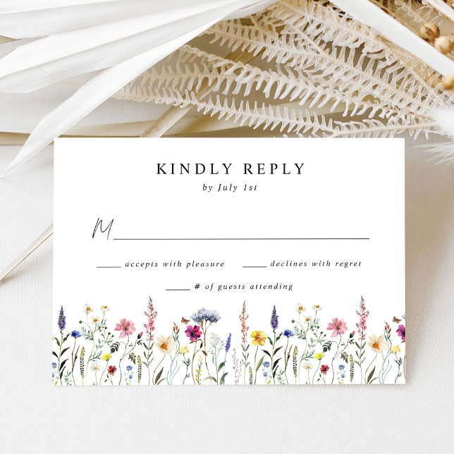 Elegante Wildblume Meadow Wedding RSVP Karte (Von Creator hochgeladen)