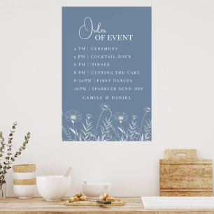 Elegante Wildblume Periwinkle Wedding Poster