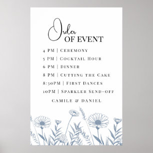 Elegante Wildblume Periwinkle Wedding Poster