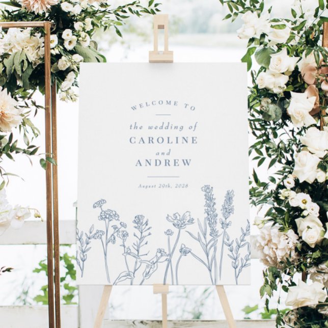 Elegante Wildblume Periwinkle Wedding Willkommensz Poster (Von Creator hochgeladen)