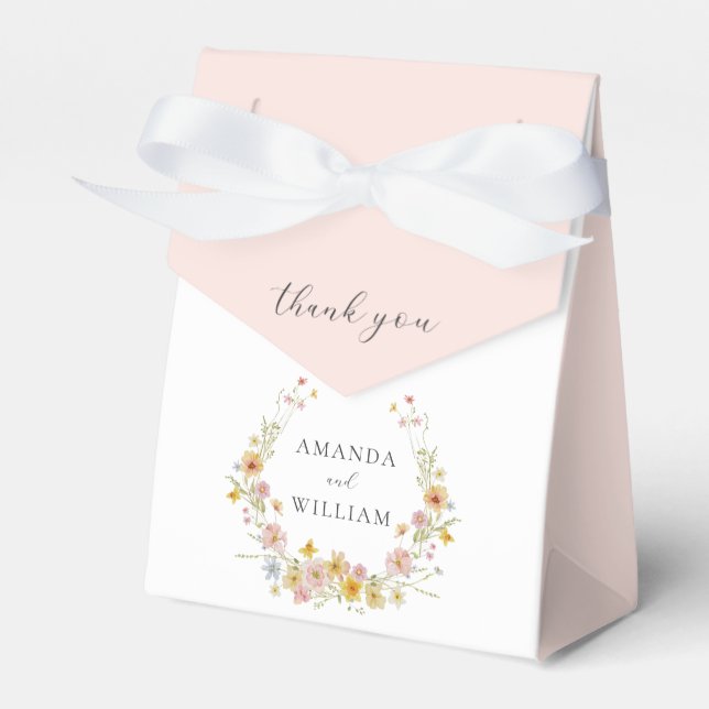 Elegante Wildblume Pink Bow Wedding Geschenkschachtel (Vorderseite)