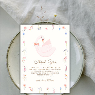 Elegante Wildblume Princess Swan Girl Babydusche Dankeskarte