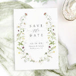 Elegante Wildblume Rustic Boho Wedding Save The Date<br><div class="desc">Eleganter,  zarter Wasserfarben-Wildblume-Kränze rahmen Ihre eigenen Eventdetails. Pastellgelbe,  cremefarbene,  beige,  staubige Rose,  Rosa,  Bordeaux und botanisches Grün,  schlicht und romantisch. Große Blumen speichern die Terminkarten für moderne rustikale Hochzeit,  Garten Hochzeit auf dem Land,  und boho Hochzeit im Frühling und Sommer.</div>