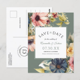 Elegante Wildblume Save the Date Postkarte
