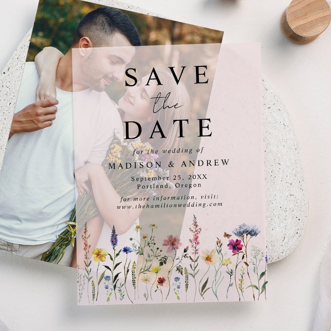 Elegante Wildblume Save the Date Wiese Rosa (Von Creator hochgeladen)
