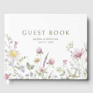 Elegante Wildblume Soft Pastel Botanische Hochzeit Gästebuch