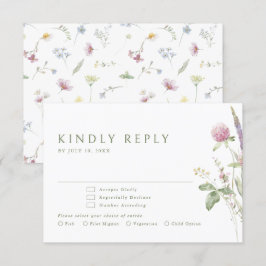 Elegante Wildblume Soft Pastel Botanische Hochzeit RSVP Karte