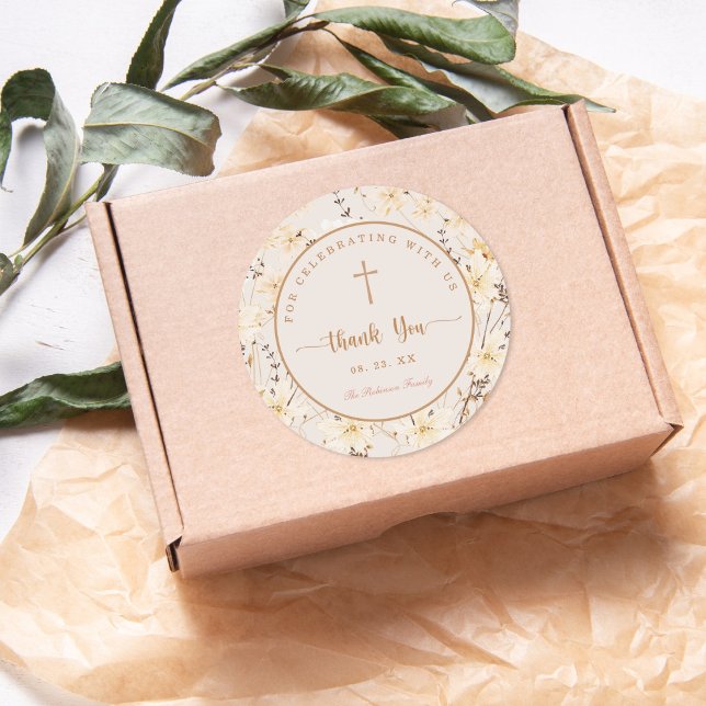 Elegante Wildblume Taufe / Christening Sticker (Von Creator hochgeladen)