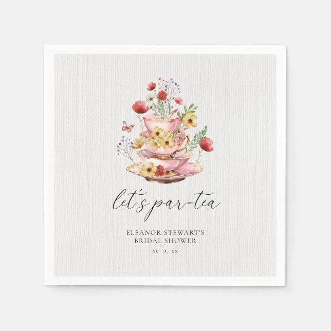 Elegante Wildblume Tea Party Brautparty Napkins Serviette (Vorderseite)