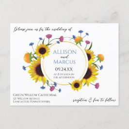 Elegante Wildblume thematische Hochzeit Einladung Postkarte
