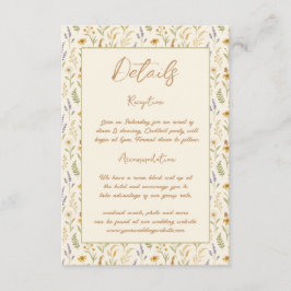 Elegante Wildblume Wasserfarbe Hochzeit Begleitkarte