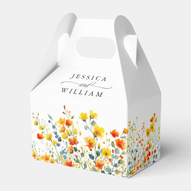 Elegante Wildblume Wasserfarbe Hochzeit Geschenkschachtel (Vorderseite)