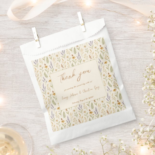 Elegante Wildblume Wasserfarbe Hochzeit Geschenktütchen (Ausgeschnitten)