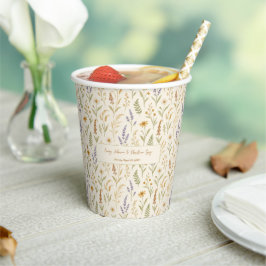 Elegante Wildblume Wasserfarbe Hochzeit Pappbecher