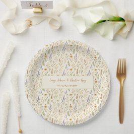 Elegante Wildblume Wasserfarbe Hochzeit Pappteller