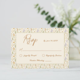 Elegante Wildblume Wasserfarbe Hochzeit RSVP Karte