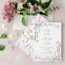 Elegante Wildblume Wasserfarbe Moderne Hochzeit