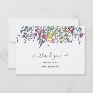 Elegante Wildblume Wasserfarbenes Brautparty Dankeskarte