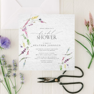 Elegante Wildblume Wasserfarbenes Brautparty Einladung