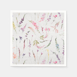 Elegante Wildblume Wasserfarbenes Brautparty Serviette