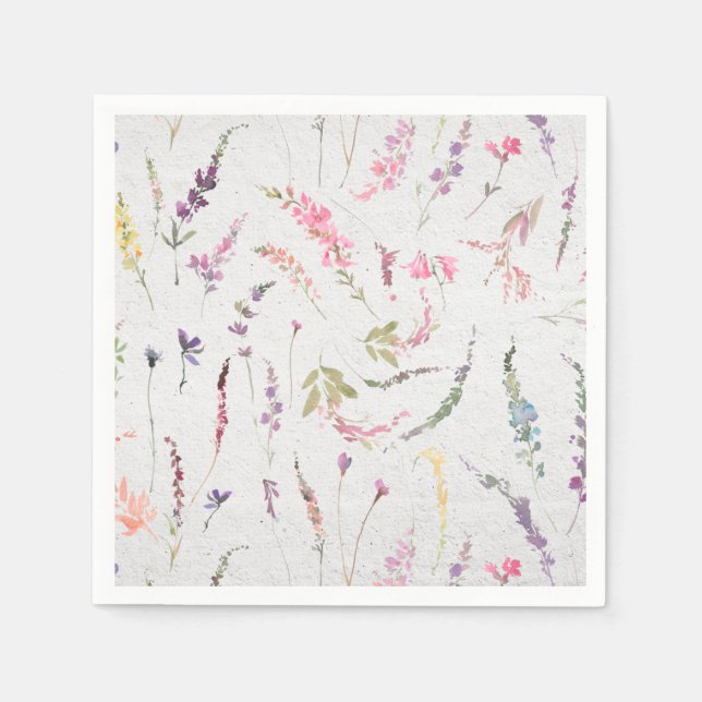 Elegante Wildblume Wasserfarbenes Brautparty Serviette (Vorderseite)