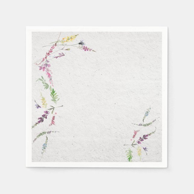 Elegante Wildblume Wasserfarbenes Brautparty Serviette (Vorderseite)