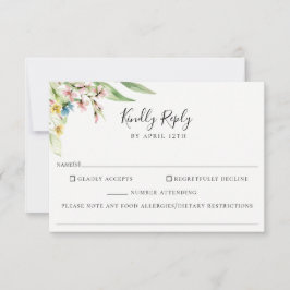 Elegante Wildblume Wedding Food Allergy RSVP Card Karte
