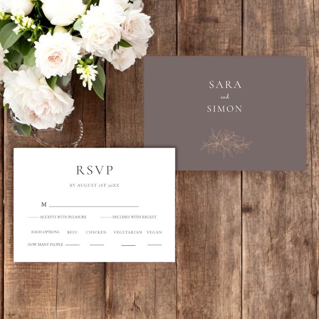 Elegante Wildblume Wedding RSVP Karte (wedding rsvp in stunning earty sones with a peach floral , modern and unique wedding rsvp)