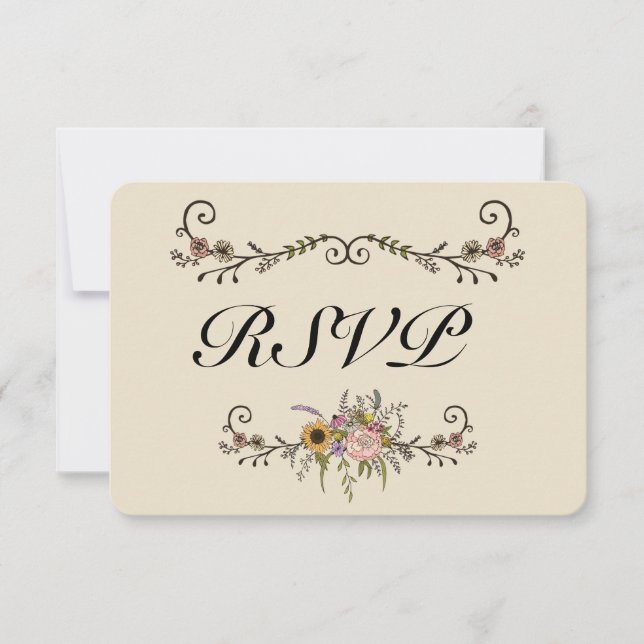 Elegante Wildblume Wedding RSVP Matte 3.5" x 5" (Vorderseite)
