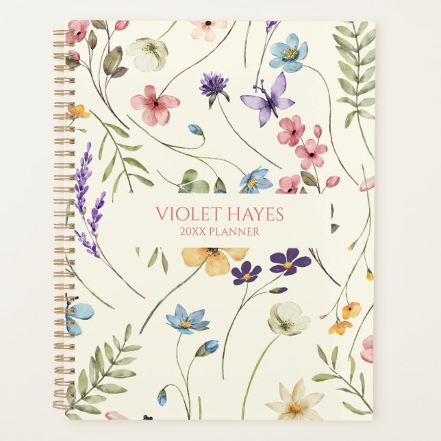 Elegante Wildblume Wildblumen Blumen Custom Planer (Vorderseite)