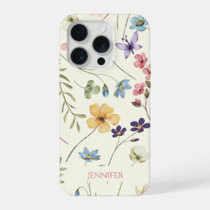 Elegante Wildblume Wildblumen Florale Benutzerdefi iPhone 15 Pro Hülle
