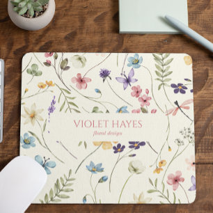 Elegante Wildblume Wildblumen Florale Benutzerdefi Mousepad