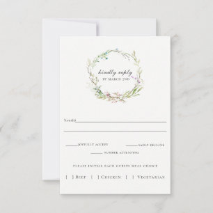 Elegante Wildblume Wreath Wedding RSVP Card