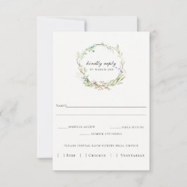 Elegante Wildblume Wreath Wedding RSVP Card Karte