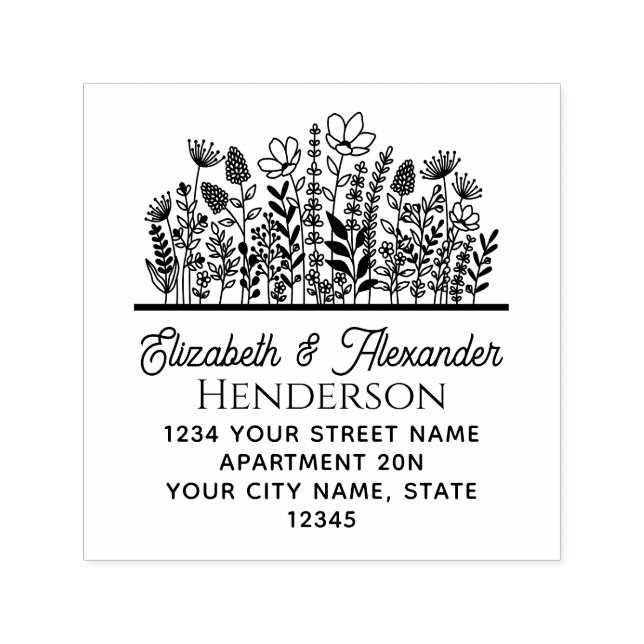 Elegante Wildblumen #2 Name Rücksendeadresse Permastempel (Design)