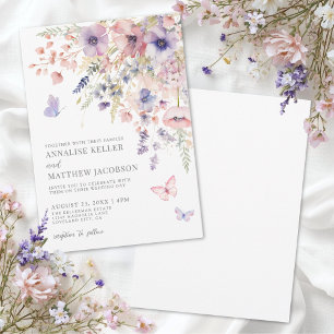 Elegante Wildblumen-Aquarell-Blumenhochzeit Einladung