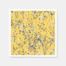 Elegante Wildblumen auf Senfgelb Serviette