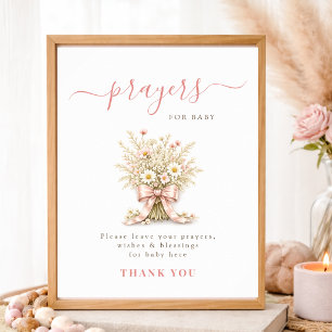 Elegante Wildblumen-Baby-Party-Gebete für das Baby Poster