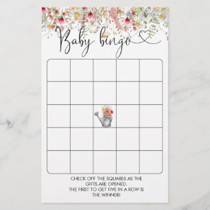 Elegante Wildblumen Baby Shower Bingo Game