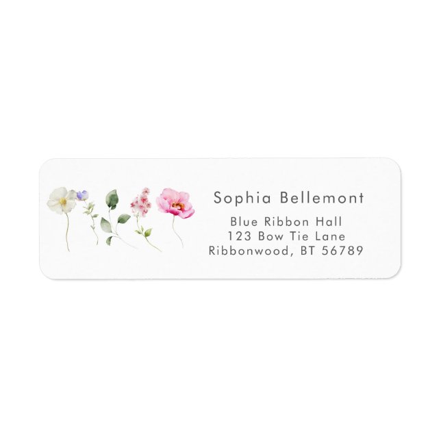 Elegante Wildblumen Babydusche Rücksendeadresse (Vorne)
