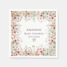 Elegante Wildblumen Babydusche Serviette