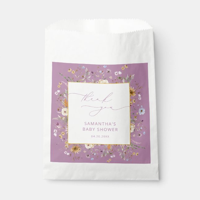 Elegante Wildblumen Babydusche Vielen Dank Geschenktütchen (Vorderseite)