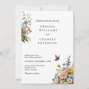 Elegante Wildblumen blühen Bouquet Einladung