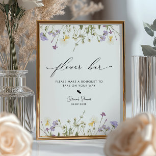 Elegante Wildblumen Blume Bar signieren Poster