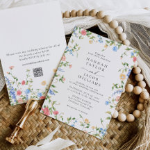 Elegante Wildblumen-Blumen-Boho-QR-Code-Hochzeit