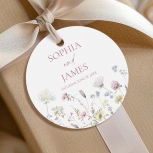 Elegante Wildblumen Blumen Hochzeit Geschenkanhänger