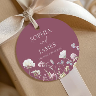 Elegante Wildblumen Blumen Hochzeit Geschenkanhänger